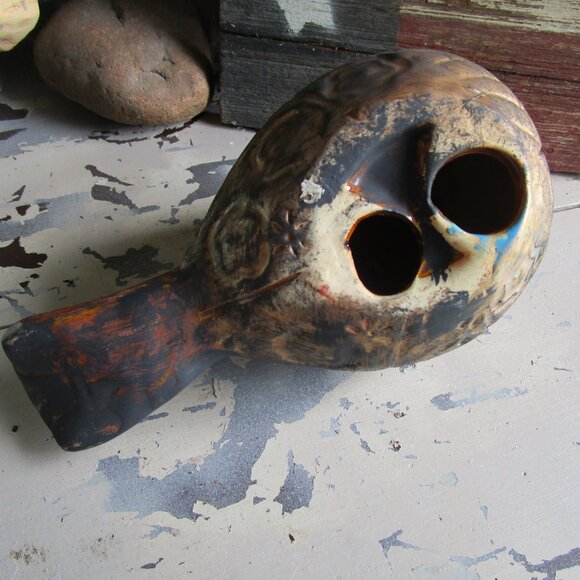 Vignette Decor Primitive Distressed Ceramic Bird Cottage Dark Moody - Picture 4 of 4
